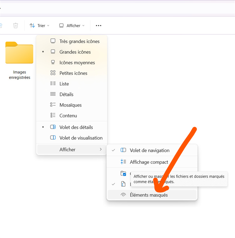 select the hidden items