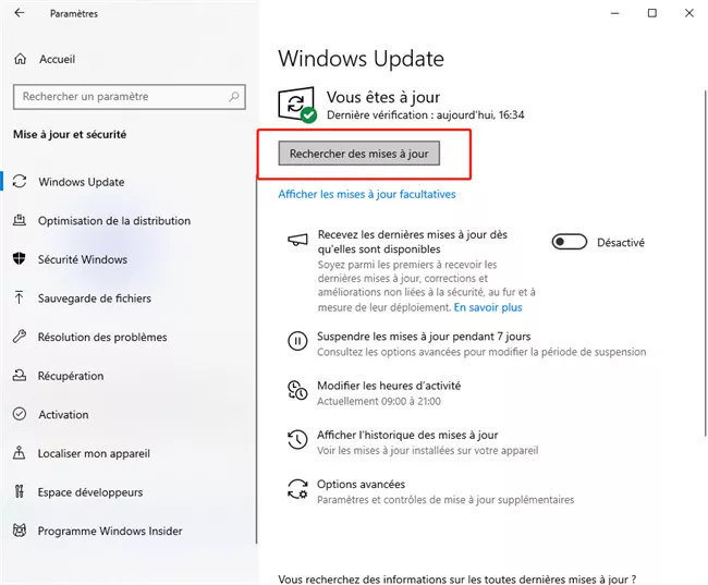 Rechercher des mises à jour