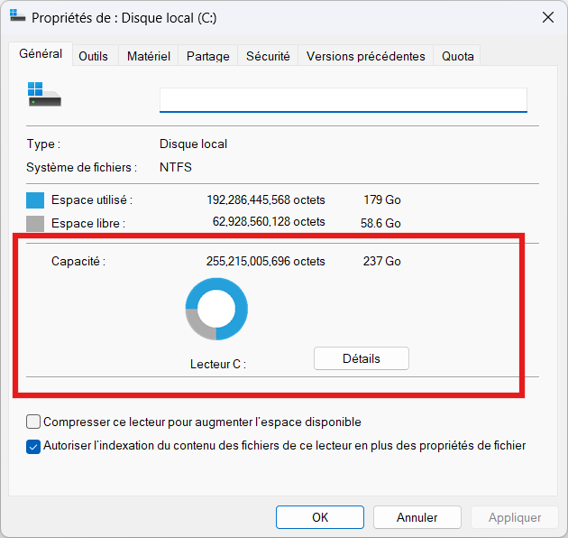 check hard disk capacity