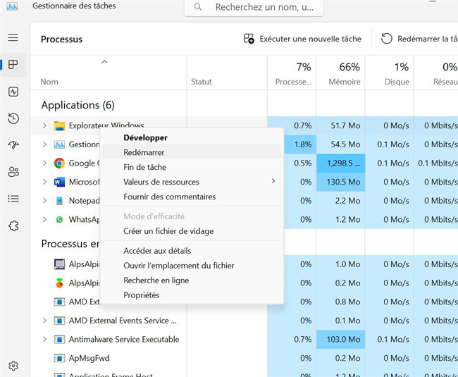 close windows explorer and click restart