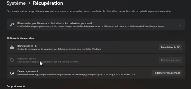 revenir à windows 10