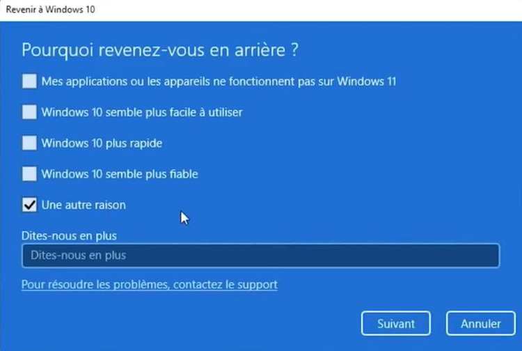 revenir à windows 10