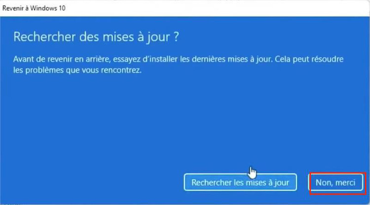 revenir à windows 10