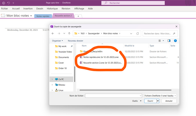 Comment récupérer des pages/fichiers OneNote supprimés