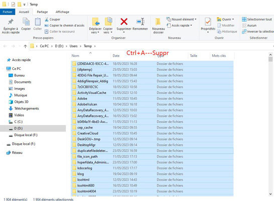 supprimer les fichiers temporaires