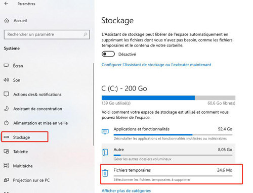 supprimer les fichiers temporaires