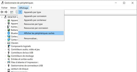 cliquez sur l'option afficher les appareils cachés