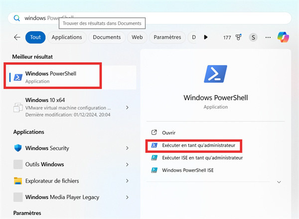 exécuter en tant qu'administrateur