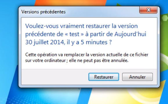 Remplacez le fichier par la version précédente