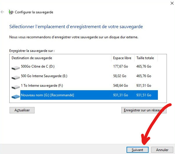 cliquer sur Suivant pour continuer