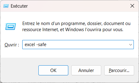 Mode sans échec d'Excel