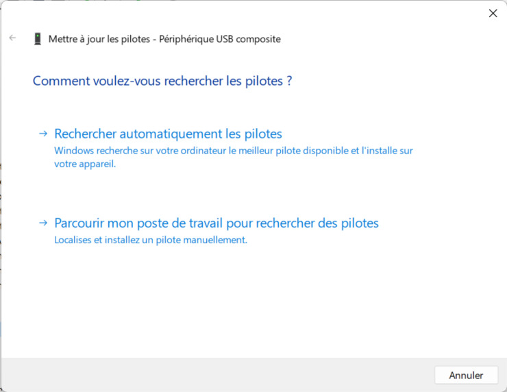 update usb device driver