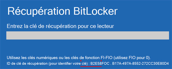 Clé de récupération BitLocker