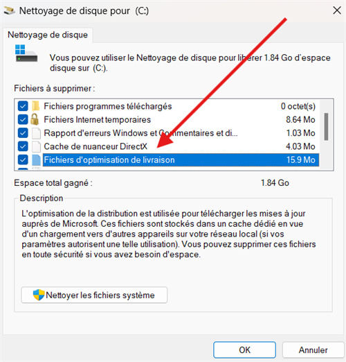 fichiers d'optimisation de la livraison