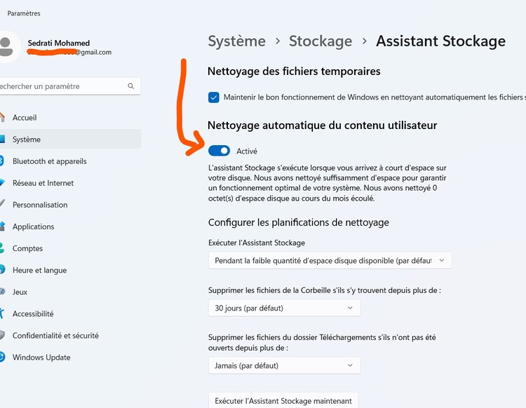 set storage sense to automatically delete junk files-1