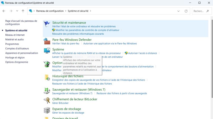 system and security to select file history