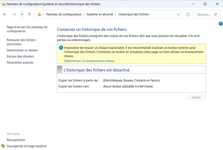 File history to restore