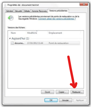 restore desktop from previous versions