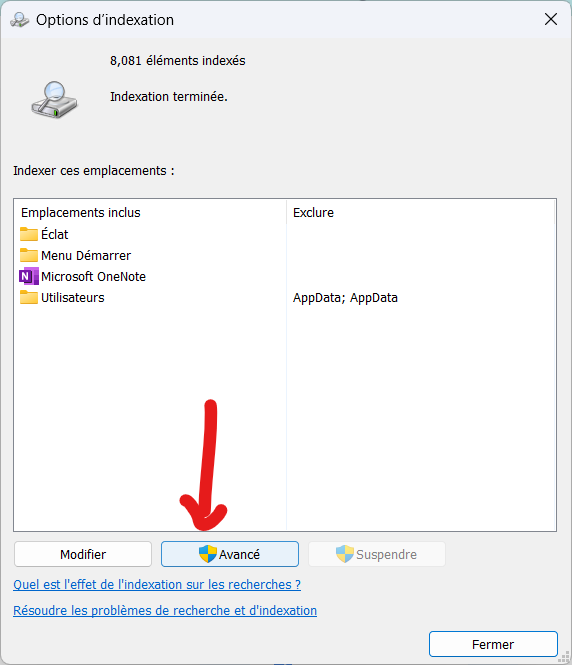 indexing options