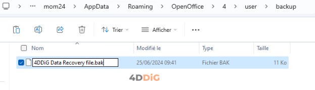 Récupérer un fichier OpenOffice non enregistré à partir de l'application