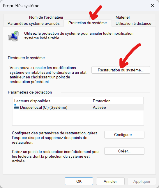 system restore