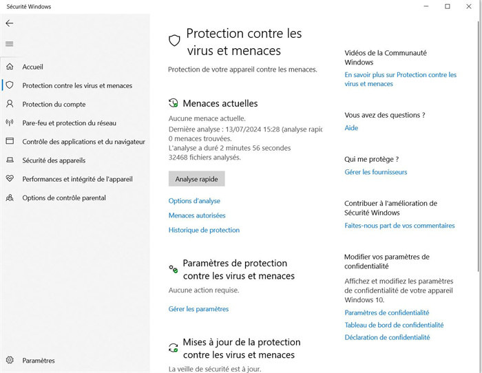 Effectuer une analyse antivirus