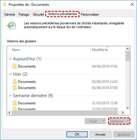 press on the restore icon