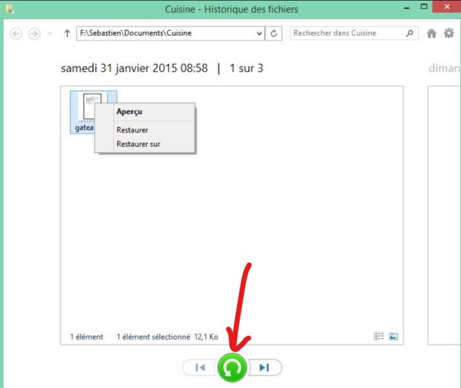 click on the restore button to original location