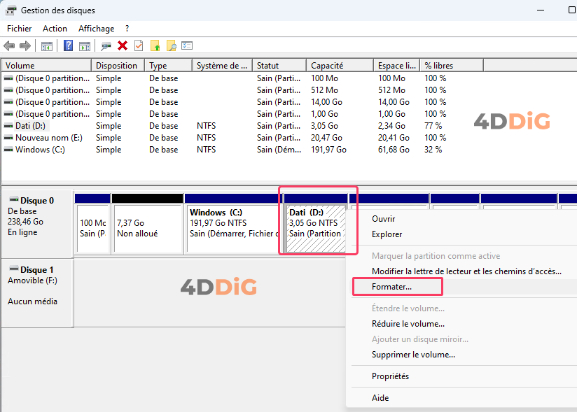 restaurer un disque dur externe