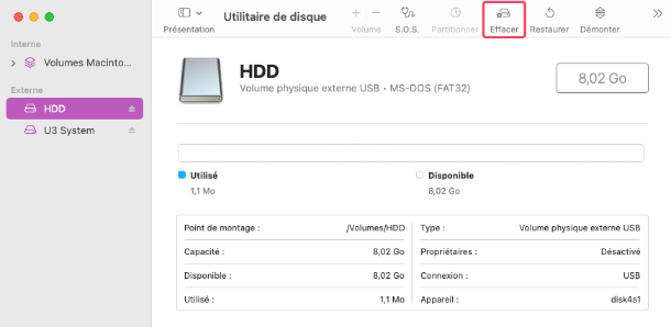 restaurer un disque dur externe