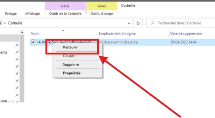 restaurer le fichier