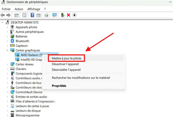 mettre à jour les pilotes graphiques