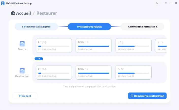 démarrer la restauration