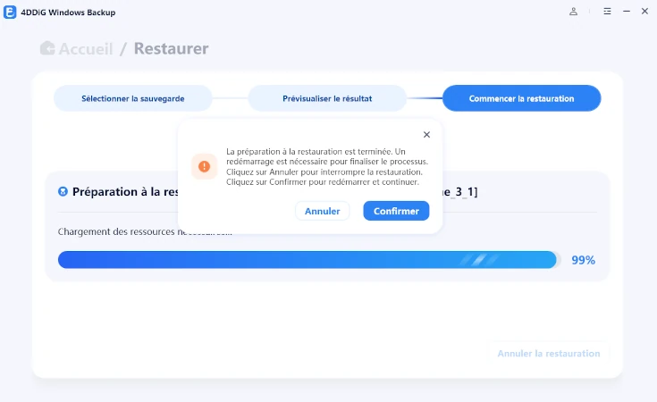 redémarrer pour restaurer le système