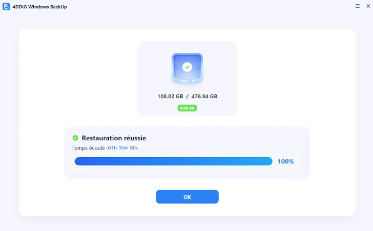 restauration du système réussie