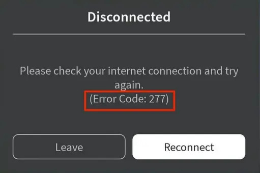 erreur roblox 277