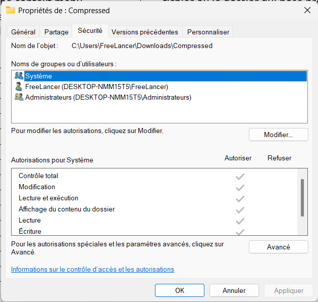 Folder Security Tab to fix error code 0x80070005