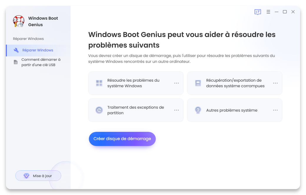 interface de windows boot genius