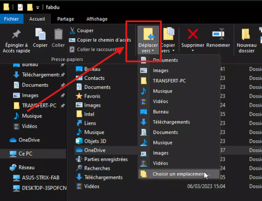 change onedrive folder location