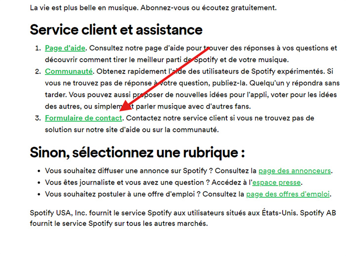 appuyez sur contactez-nous