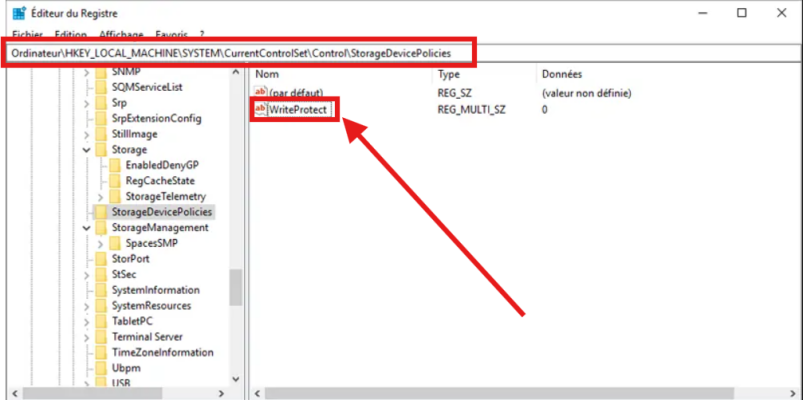 supprimer la protection en écriture