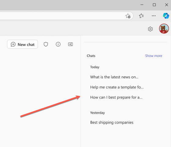 check copilot chat history