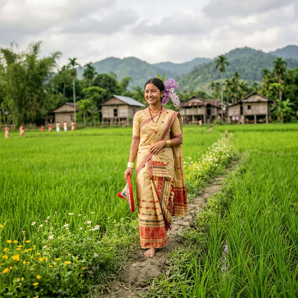 assamese girl with kopou phool