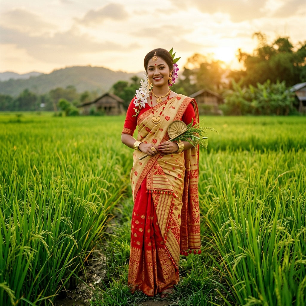 assamese woman in mekhela chador