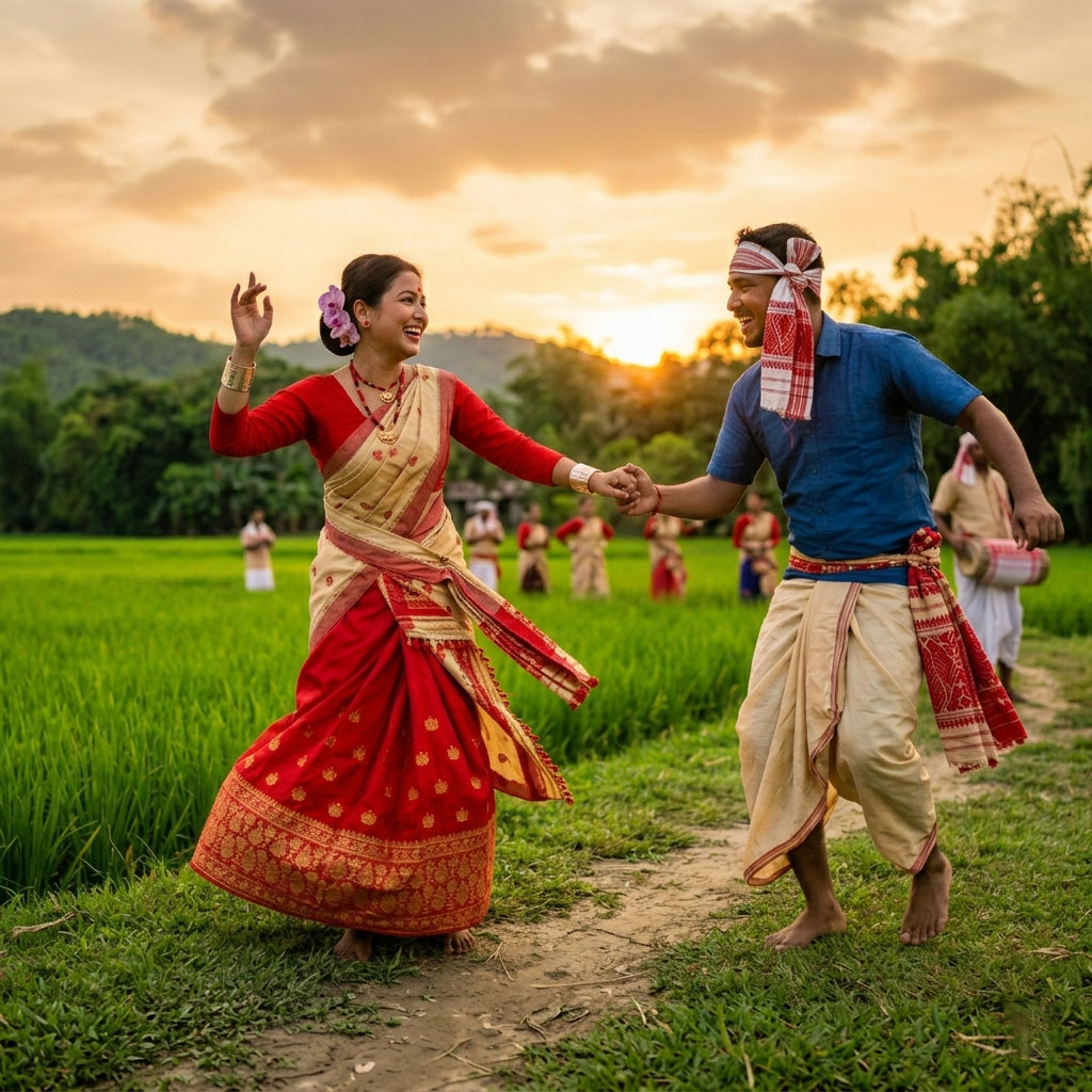 bihu couple dance portrait