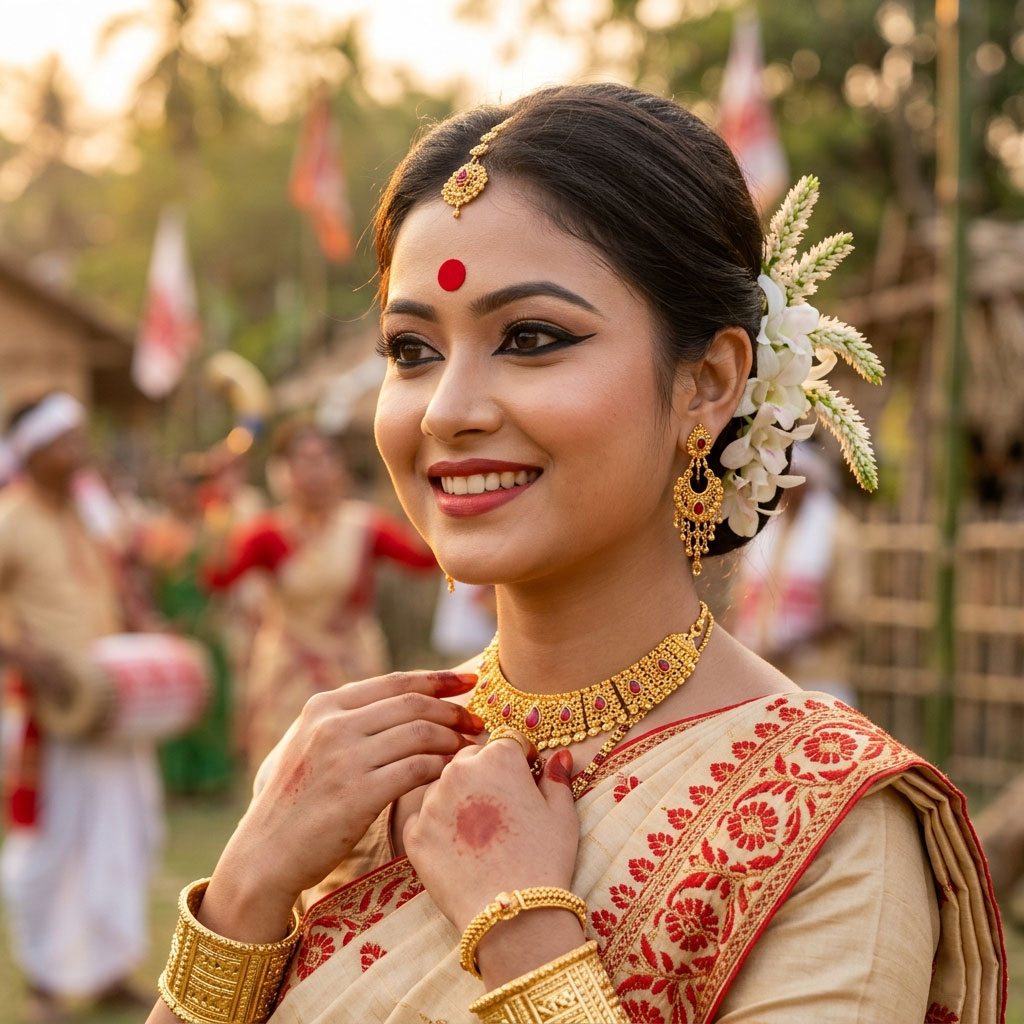 bihu traditional makeup portrait