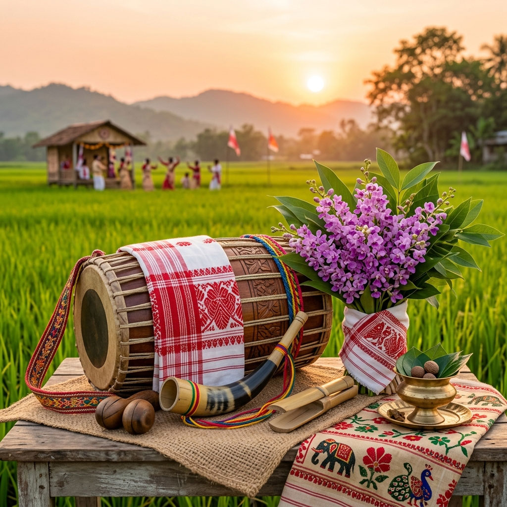 bohag bihu festival symbols composition