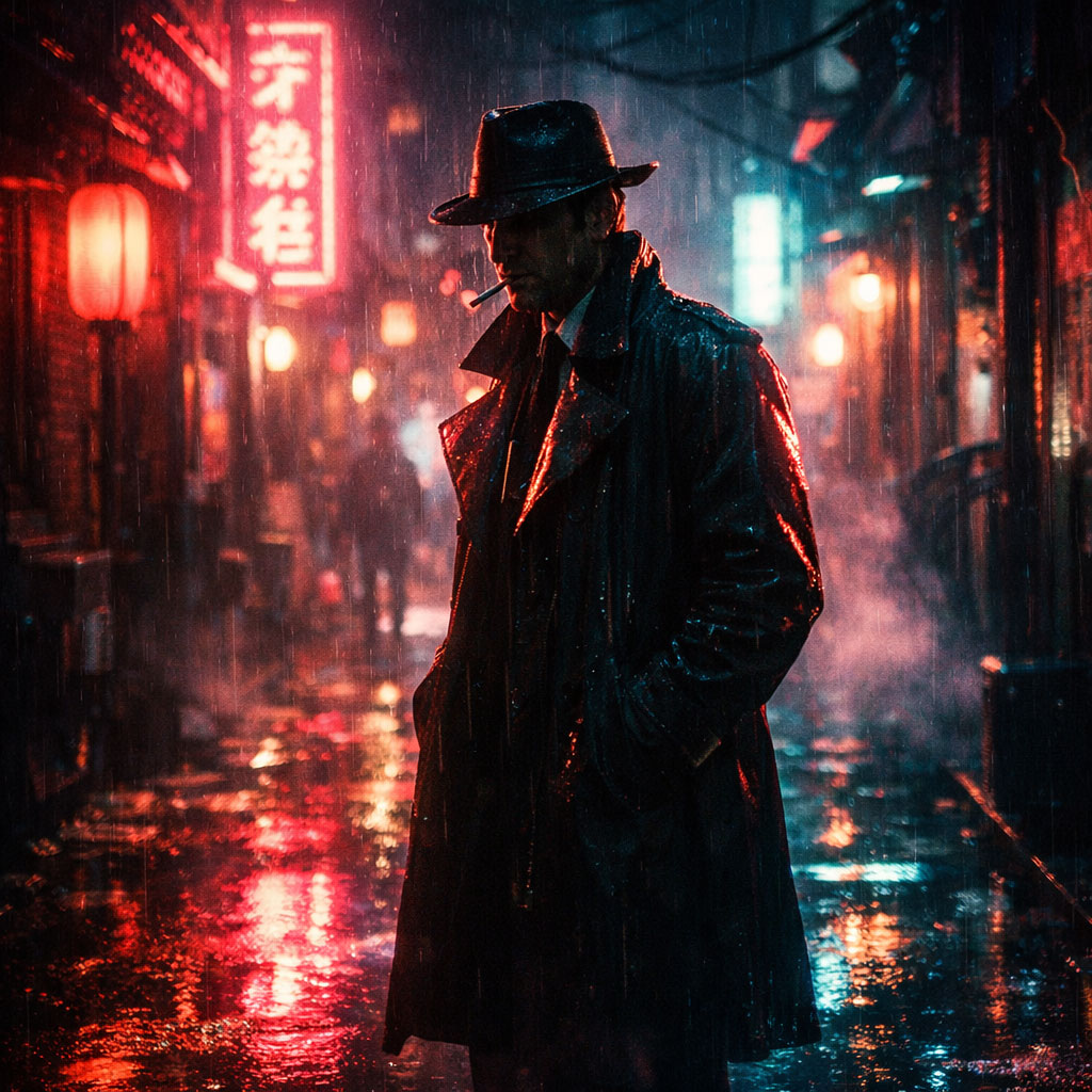 neon noir cyberpunk cinematic ai photo