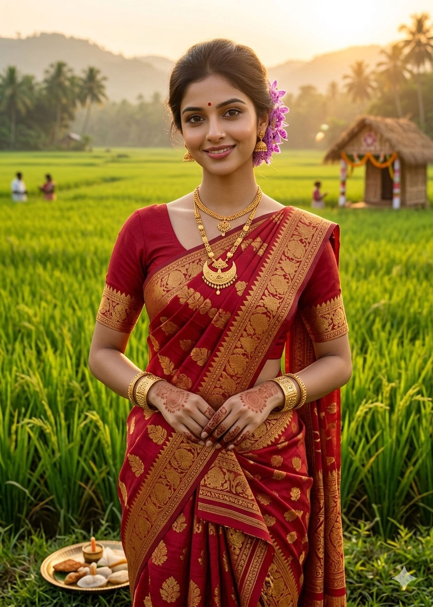 traditional bohag bihu woman outfit after