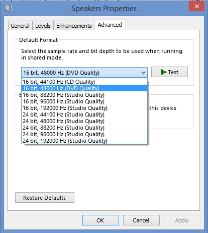 verificar compatibilidade do formato de áudio